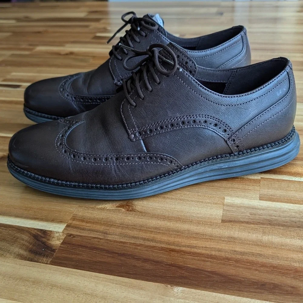 Cole Haan Men's Original Grand Wingtip Oxford Shoes Brown Leather Size 9.5